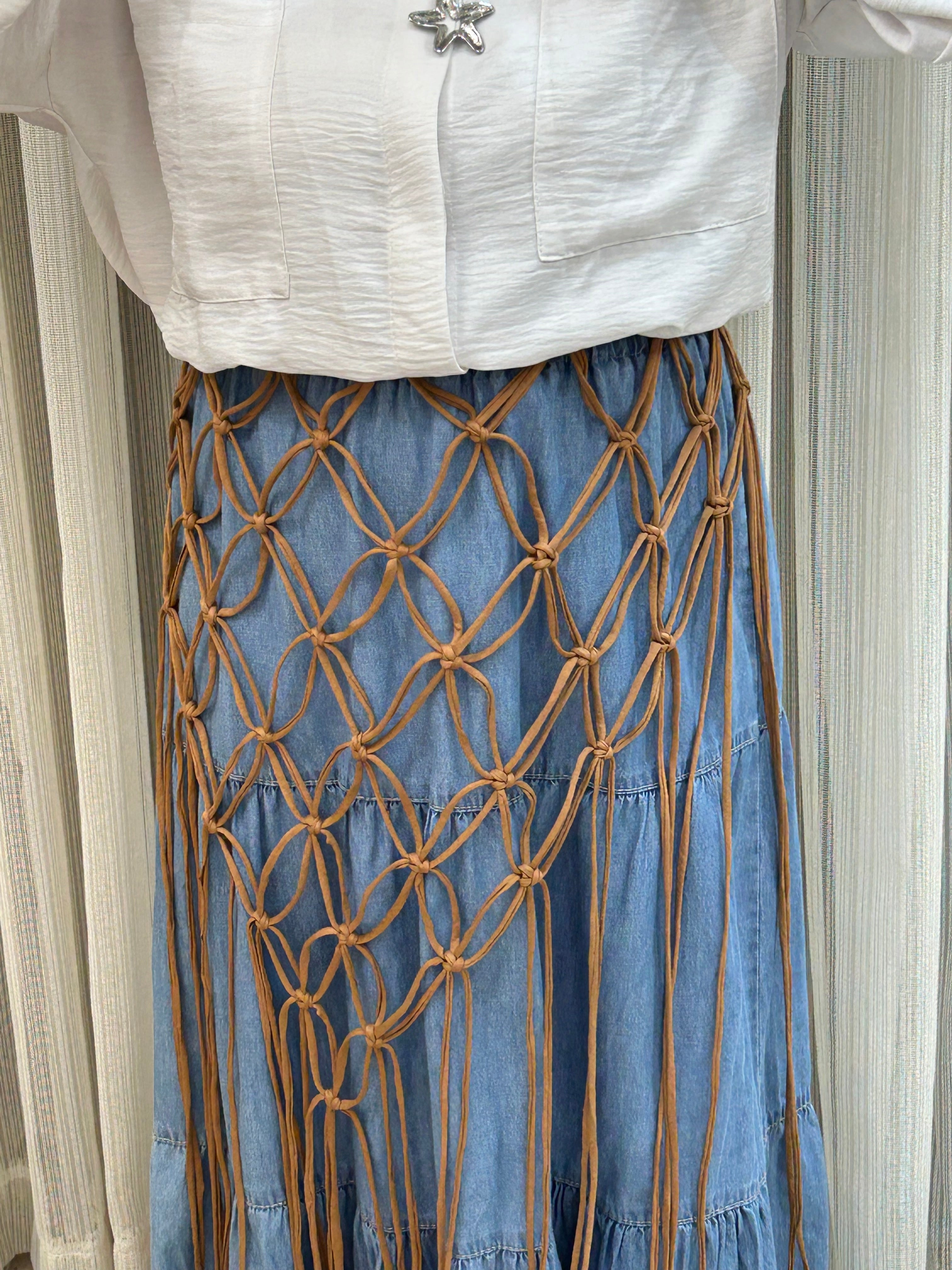 macrame beach skirt  brown