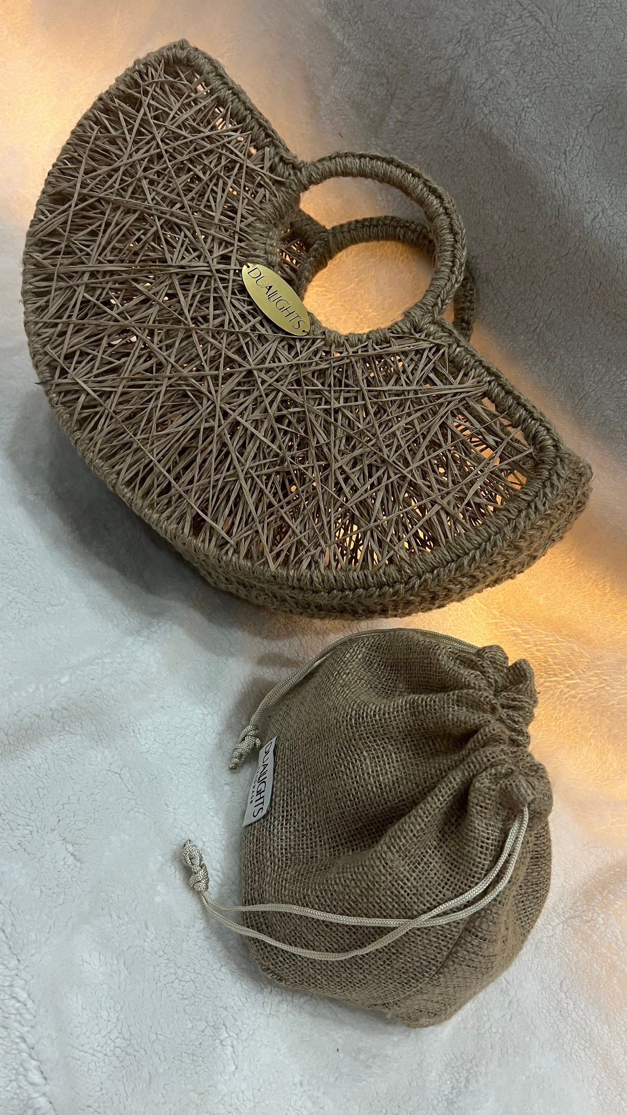 Raffia Half-Moon Bag