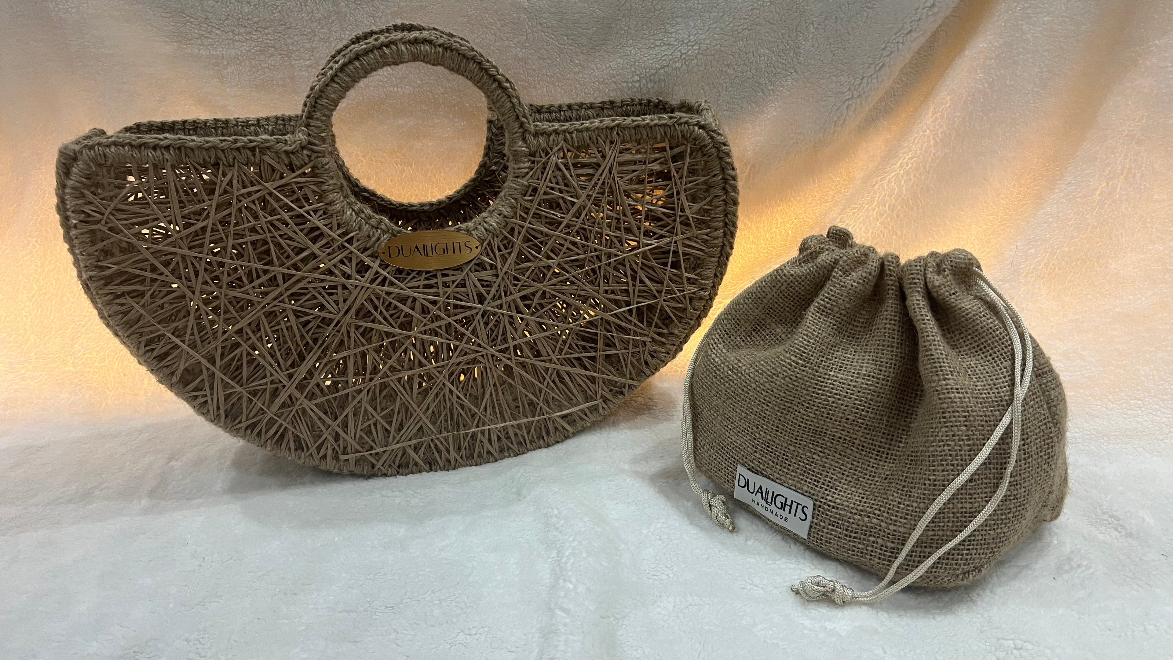 Raffia Half-Moon Bag