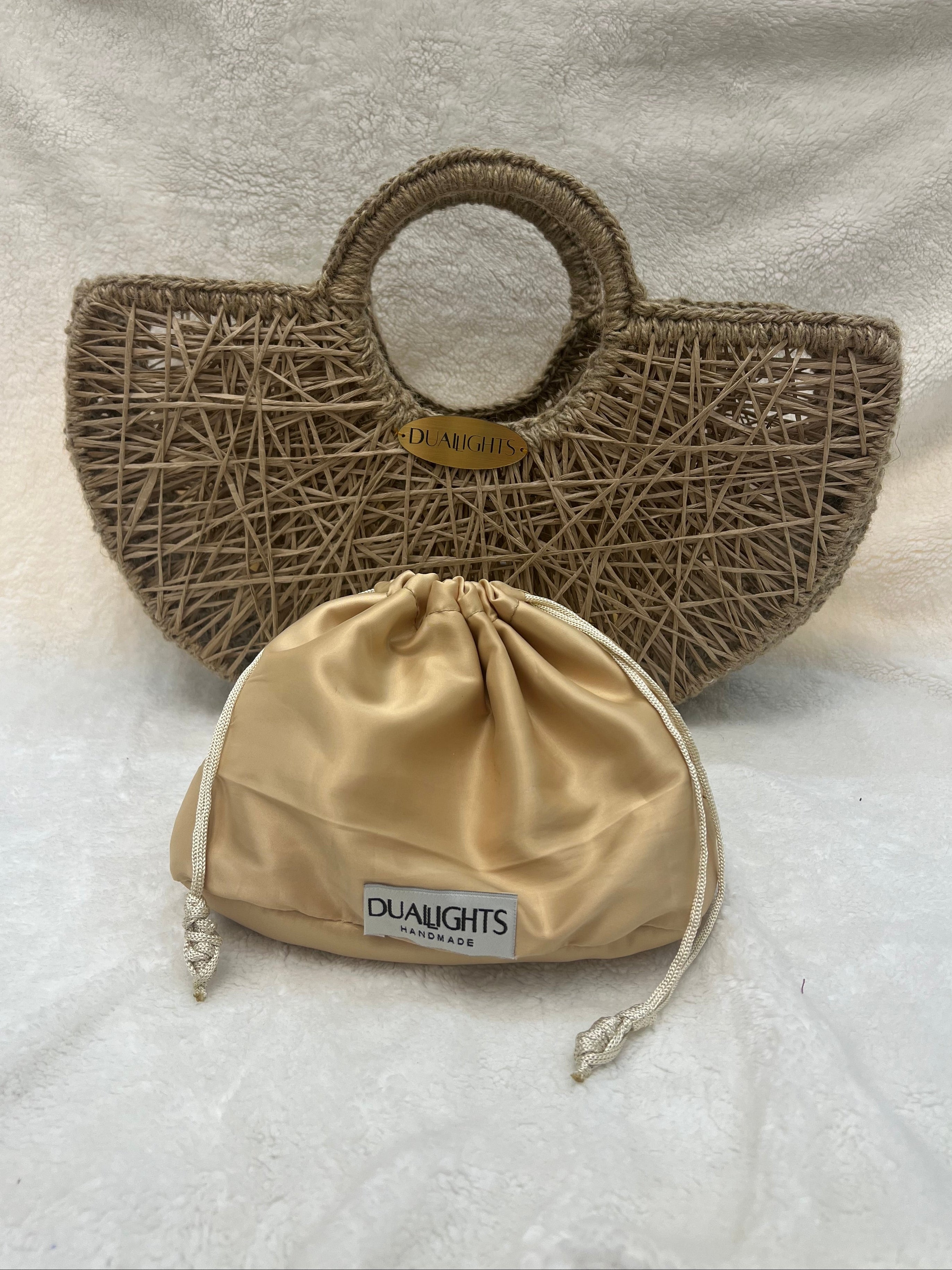 Raffia Half-Moon Bag
