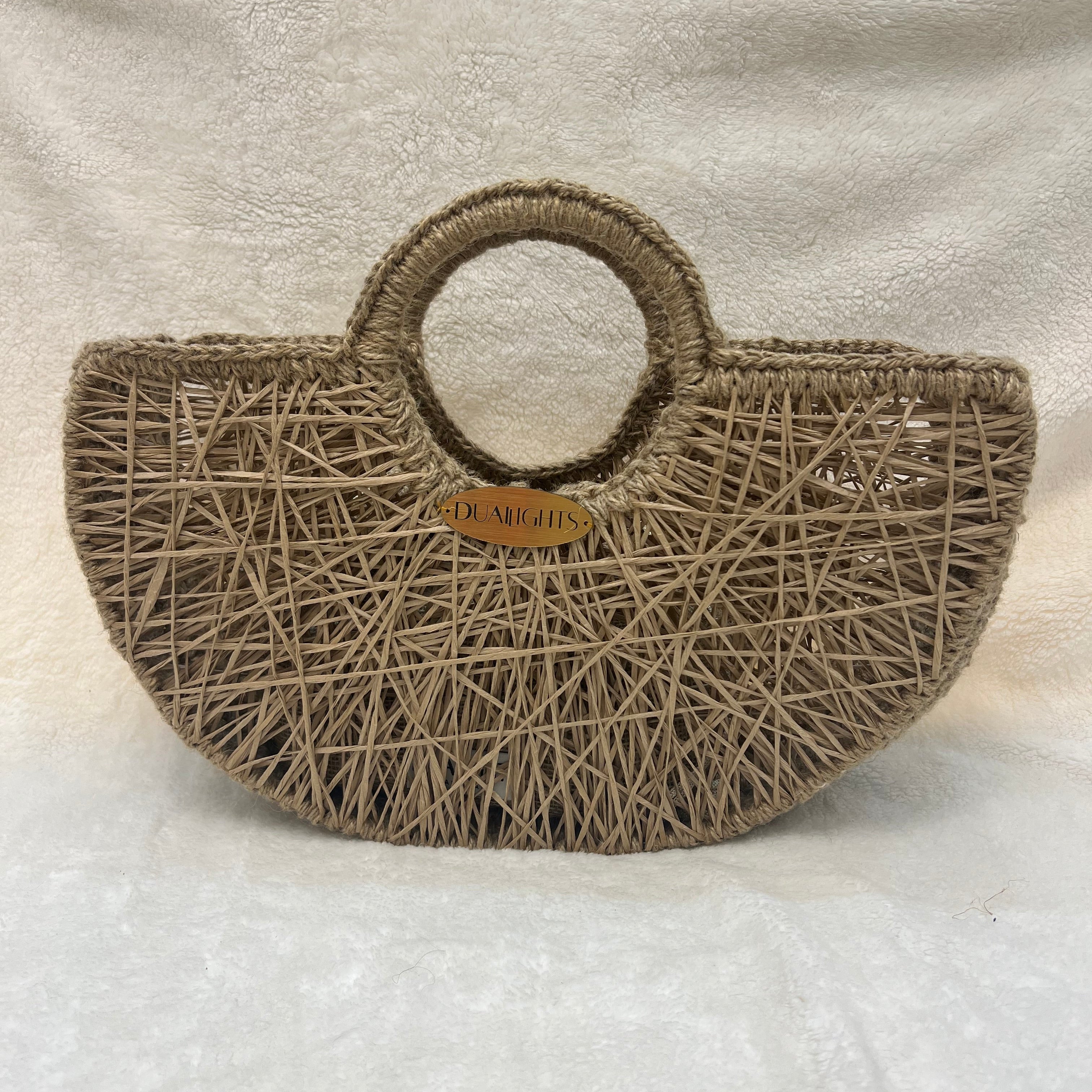 Raffia Half-Moon Bag