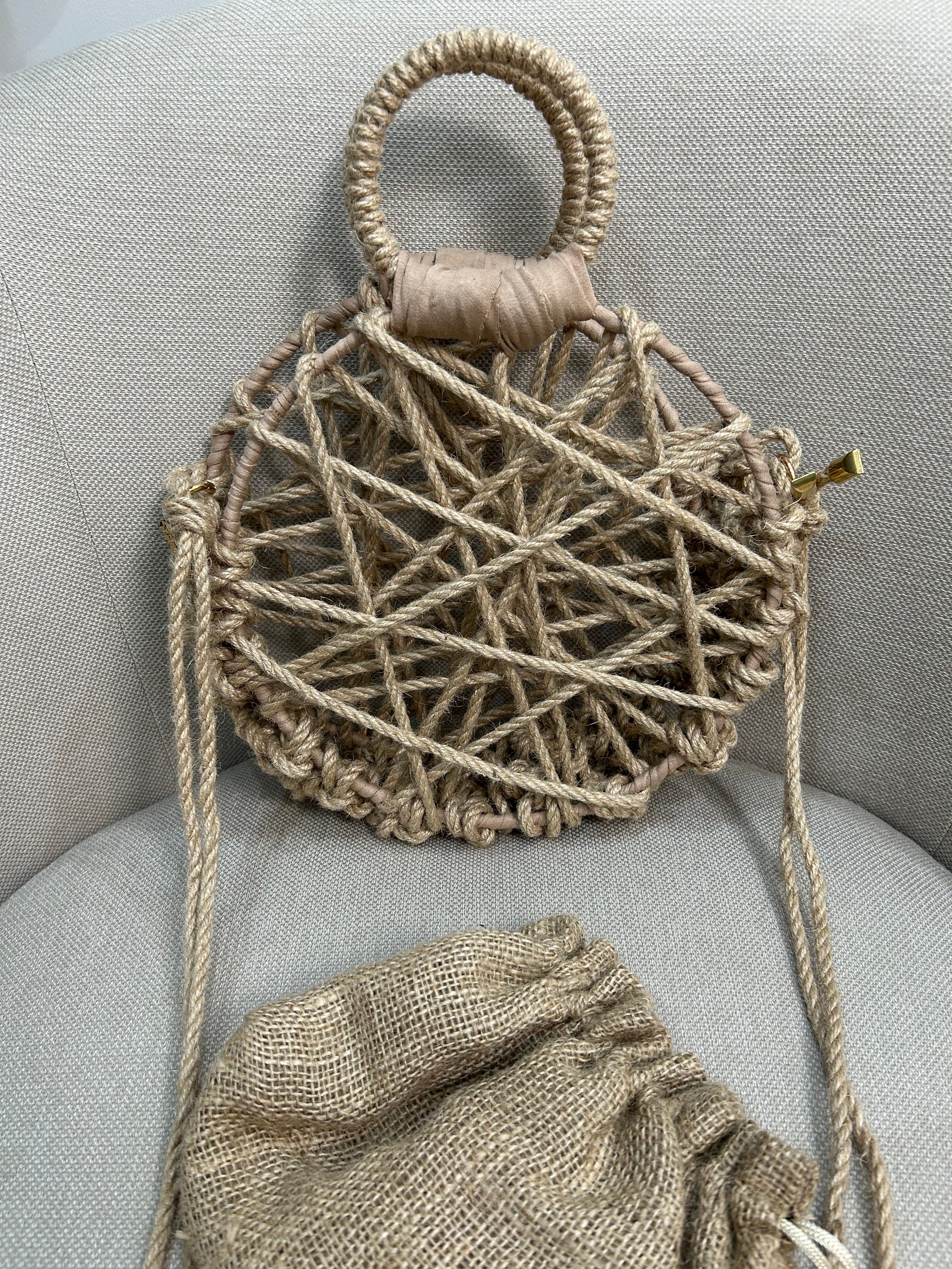 round cord bag natural jute