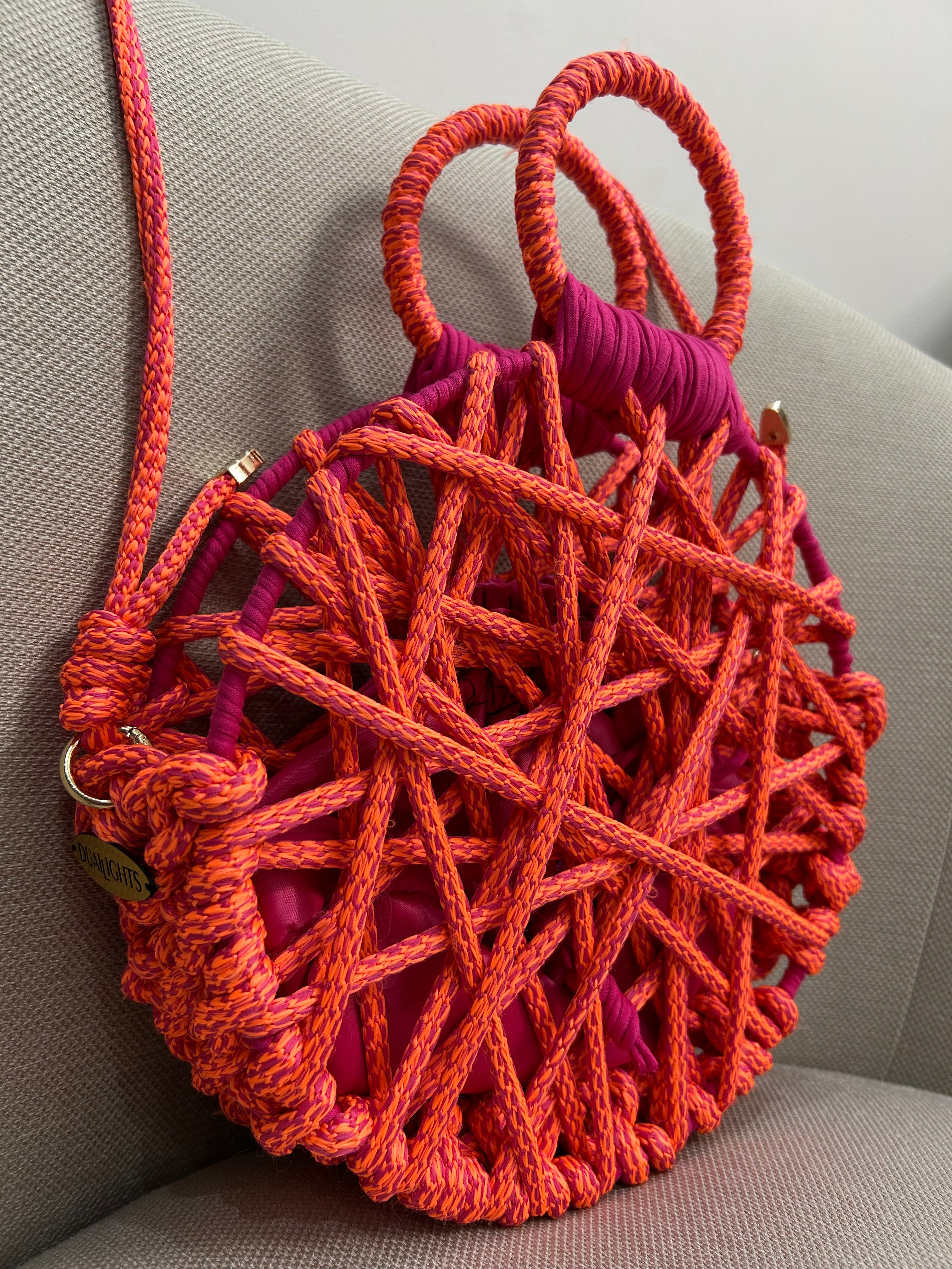 round cord bag fuchsia