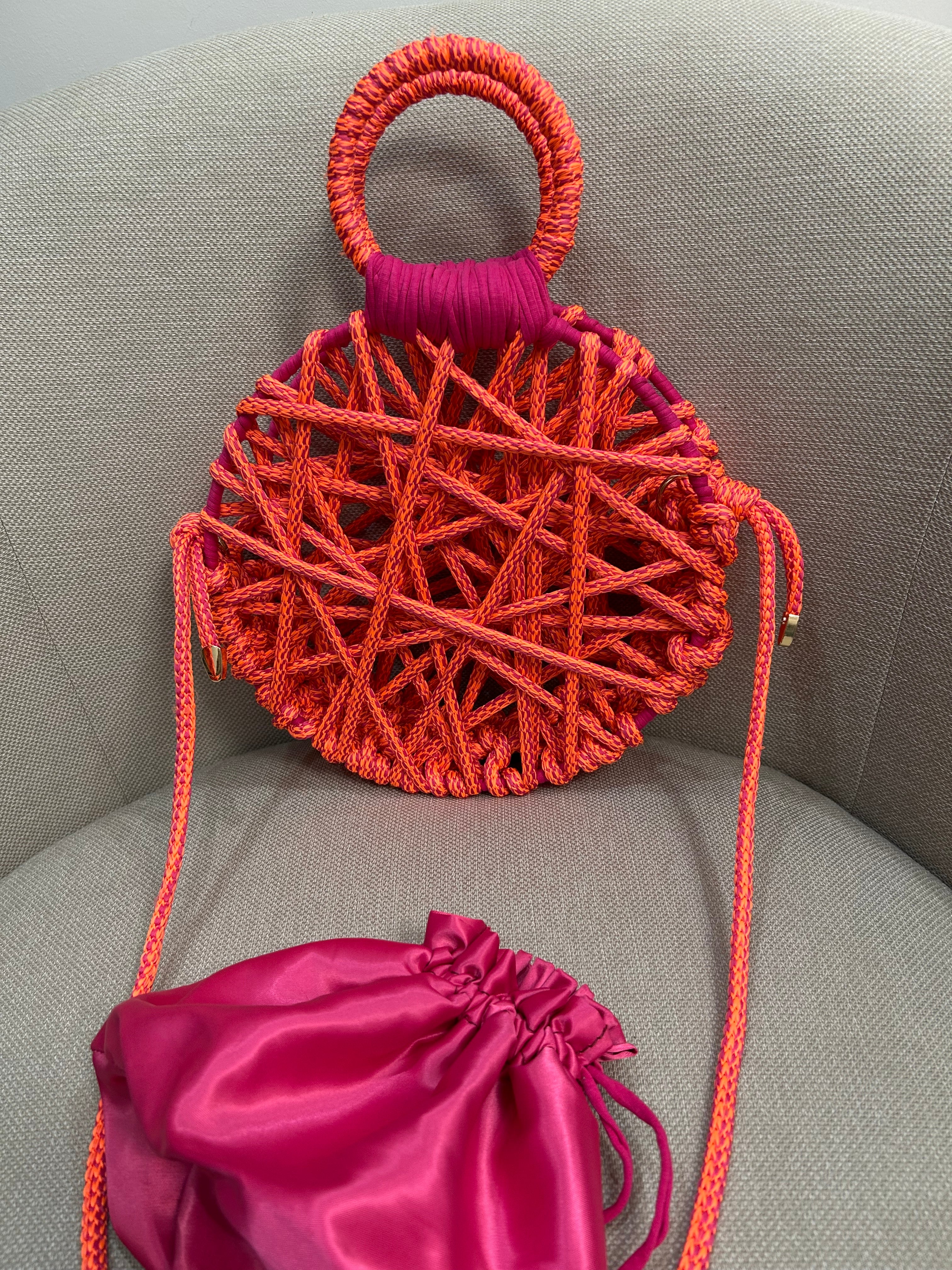 round cord bag fuchsia