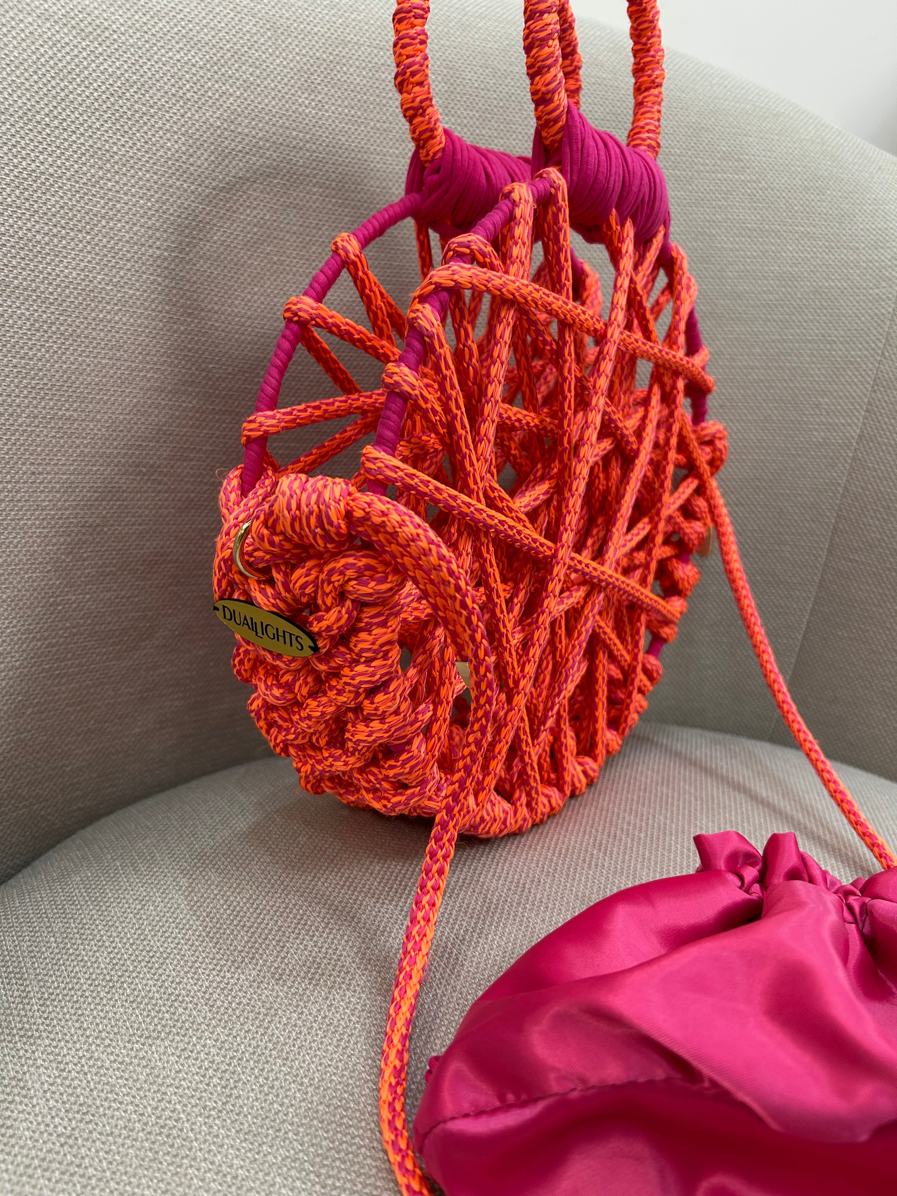 round cord bag fuchsia