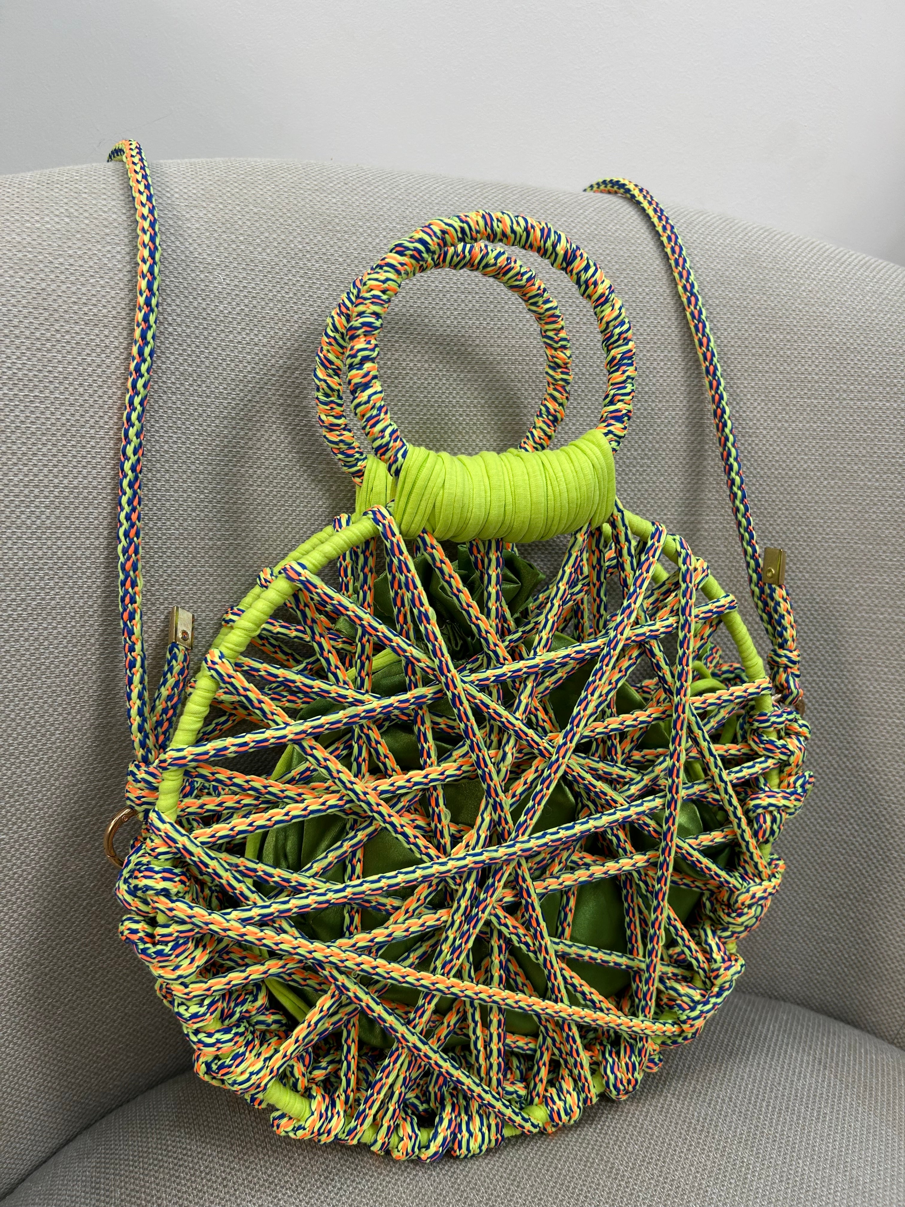 round cord bag neon yellow