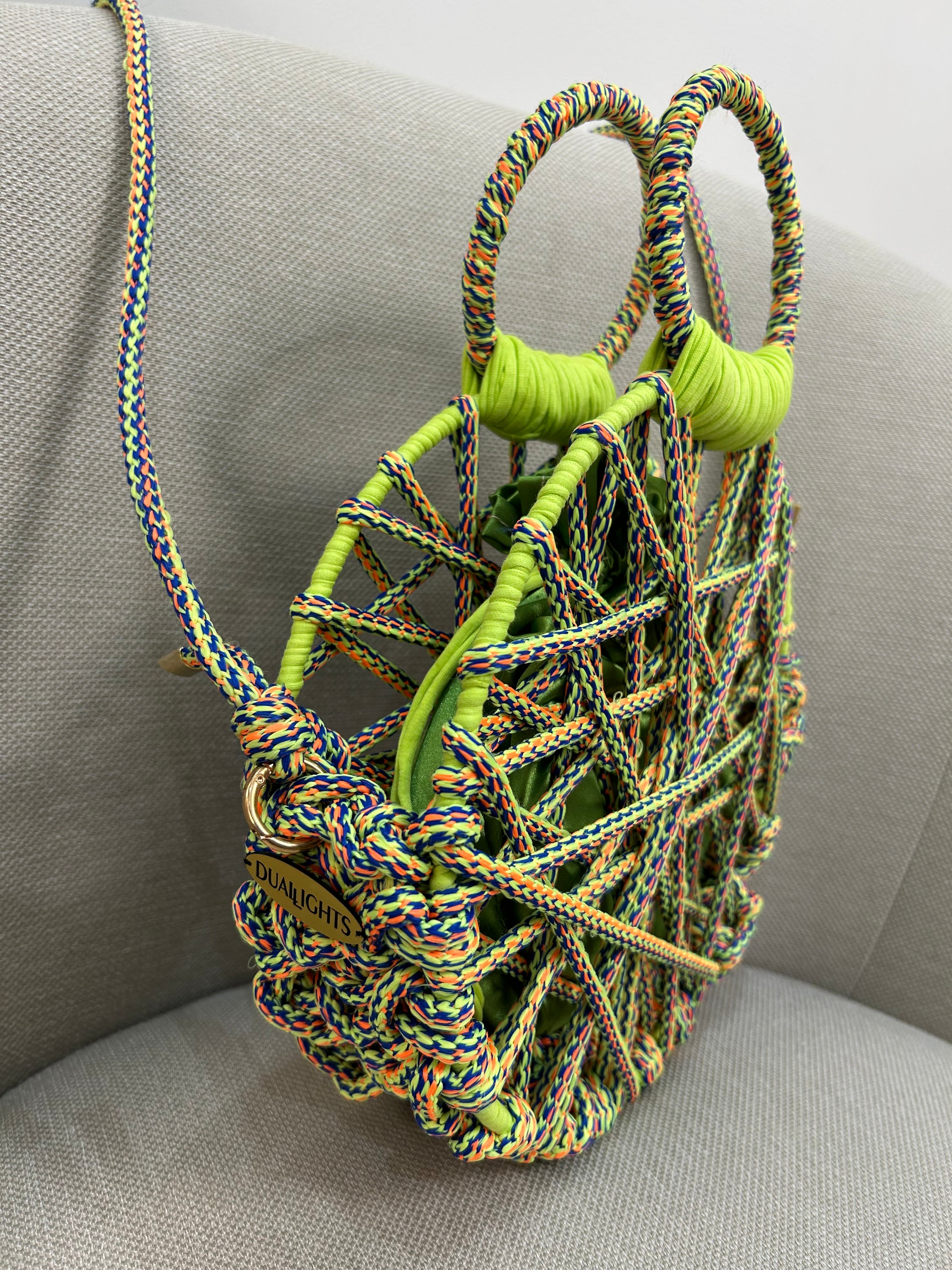 round cord bag neon yellow