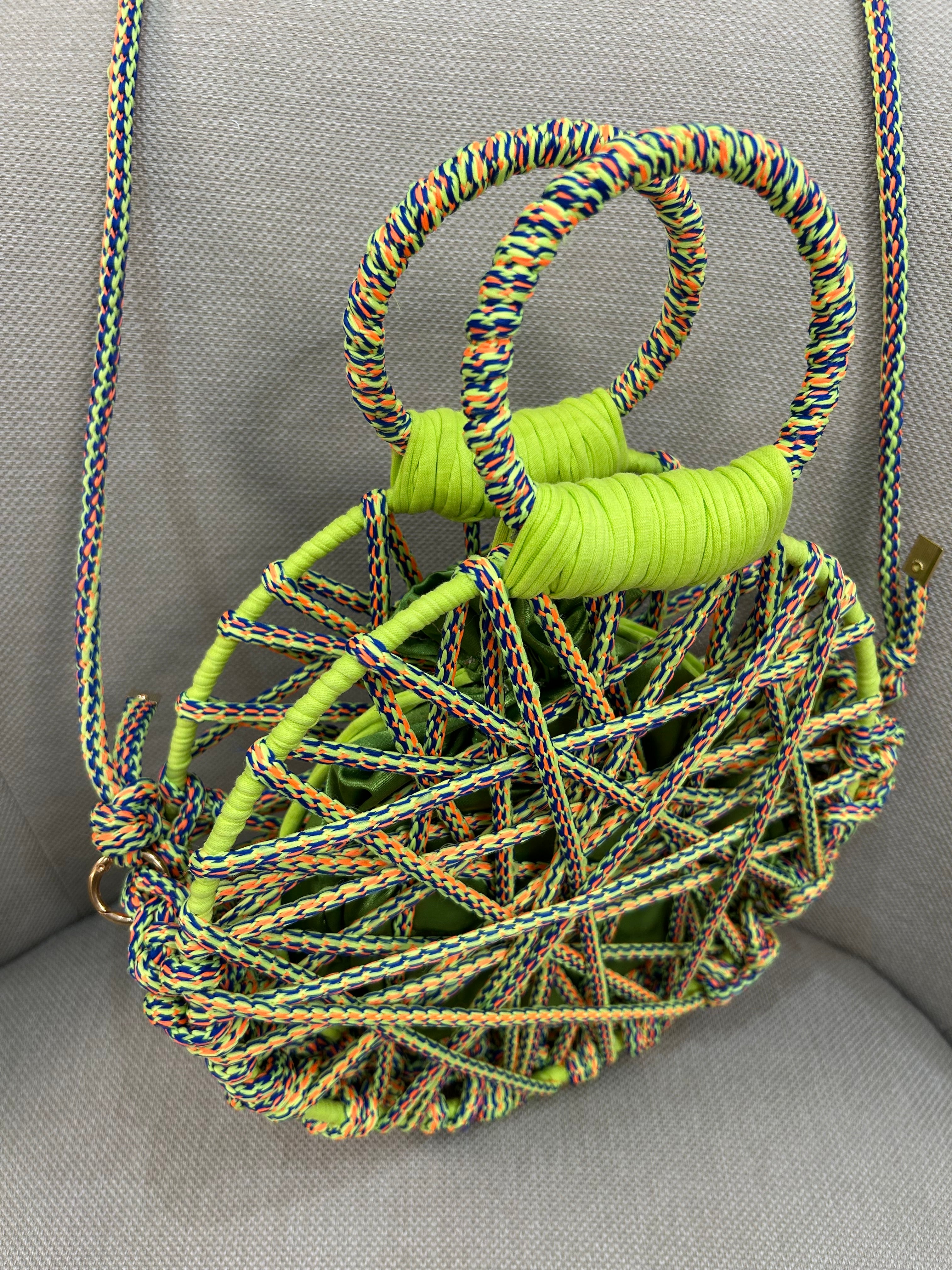 round cord bag neon yellow