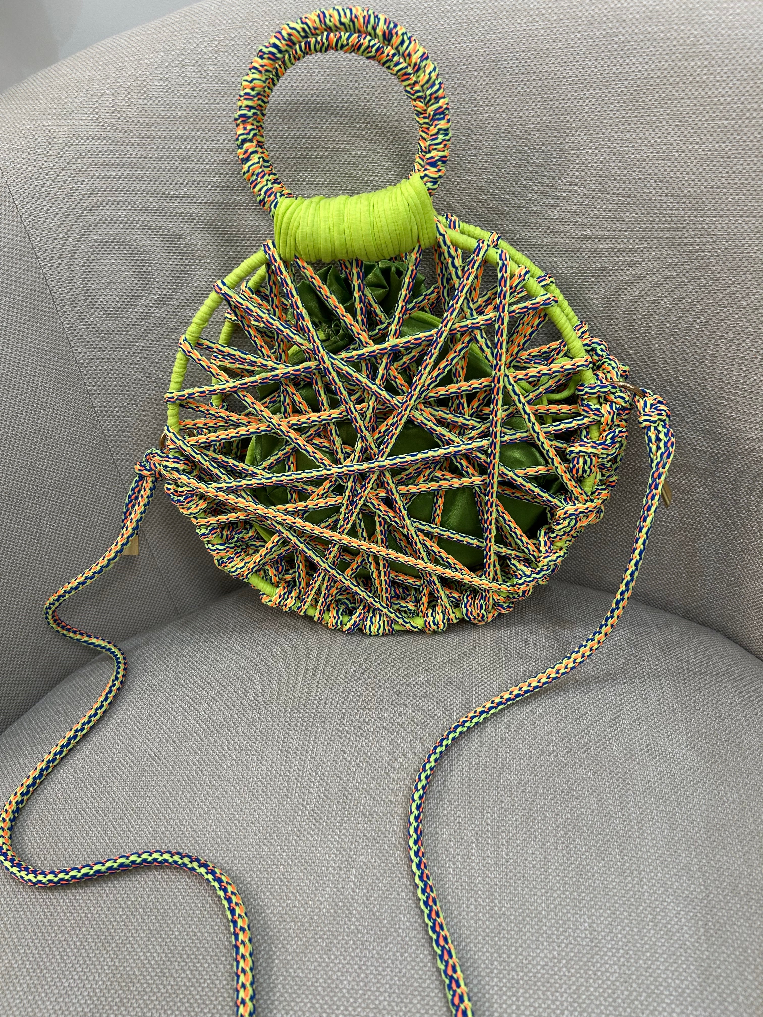 round cord bag neon yellow