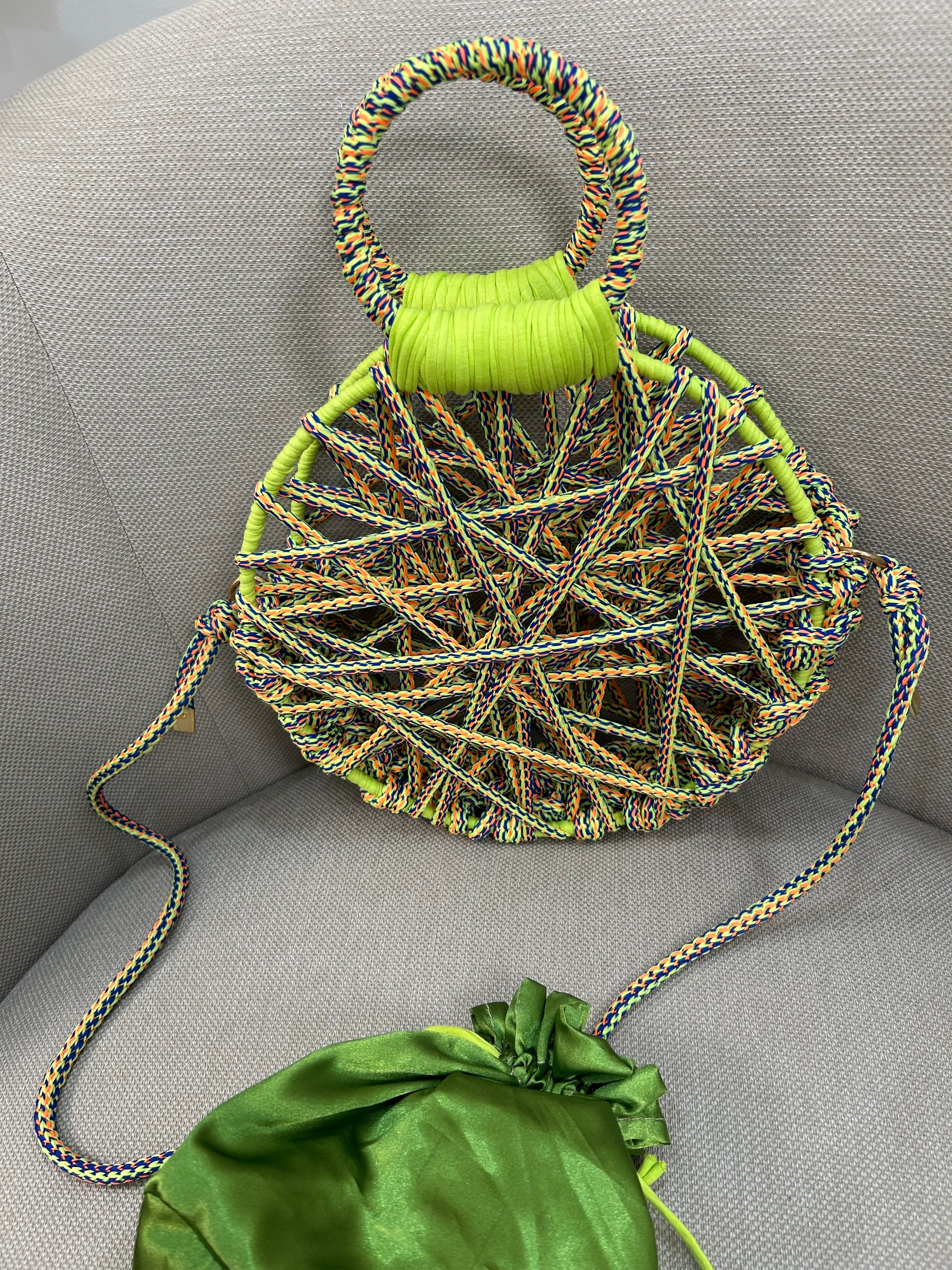 round cord bag neon yellow