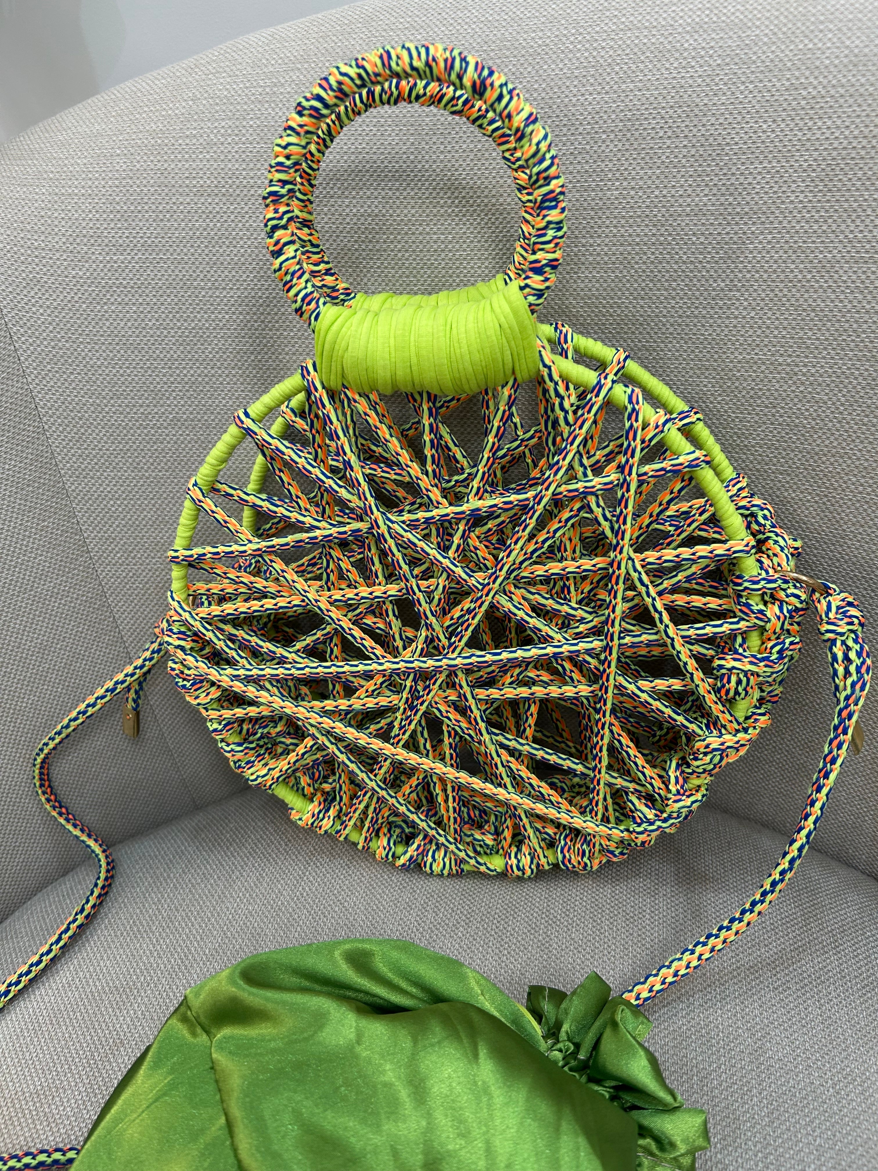 round cord bag neon yellow