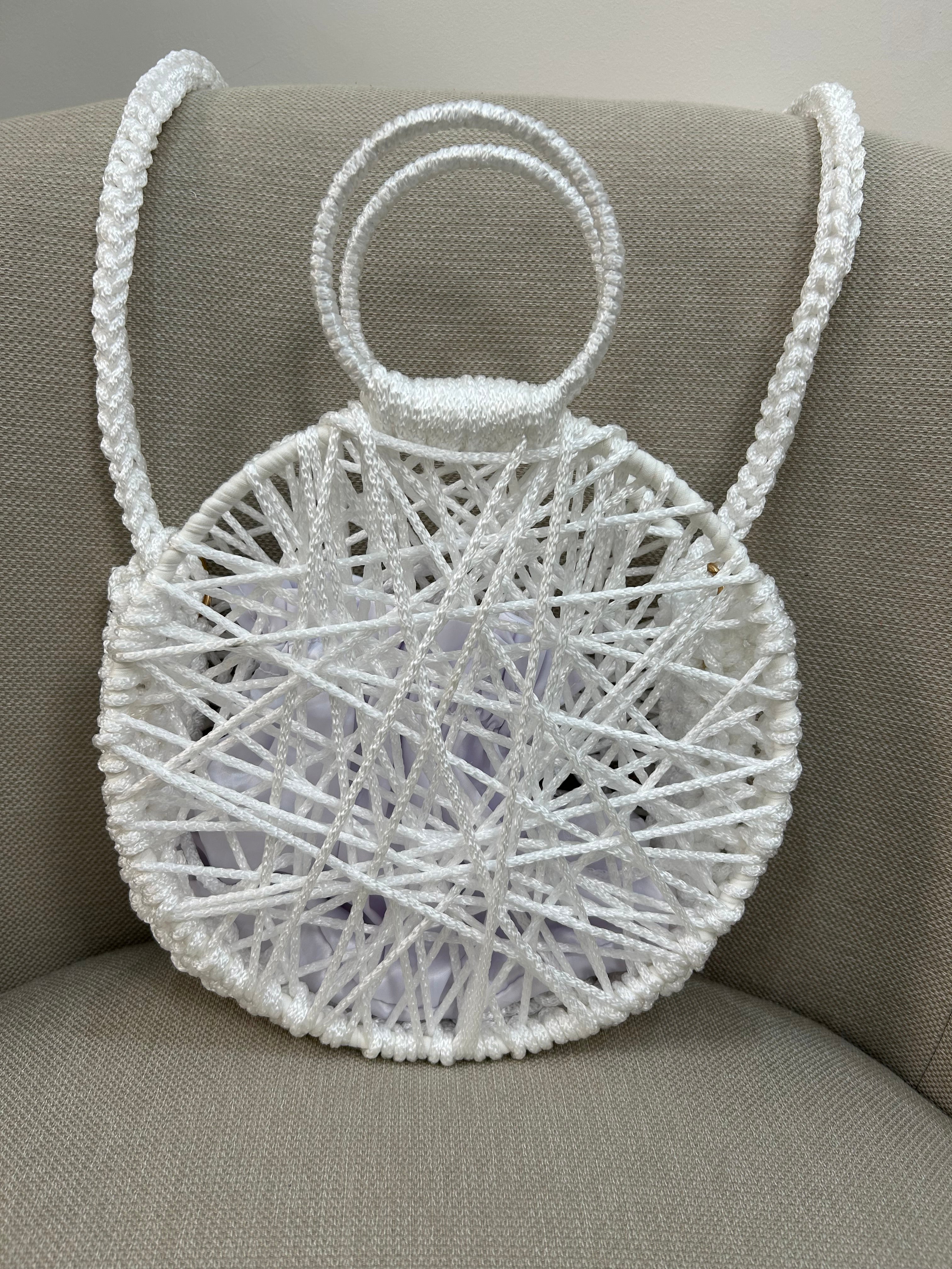 round cord bag white