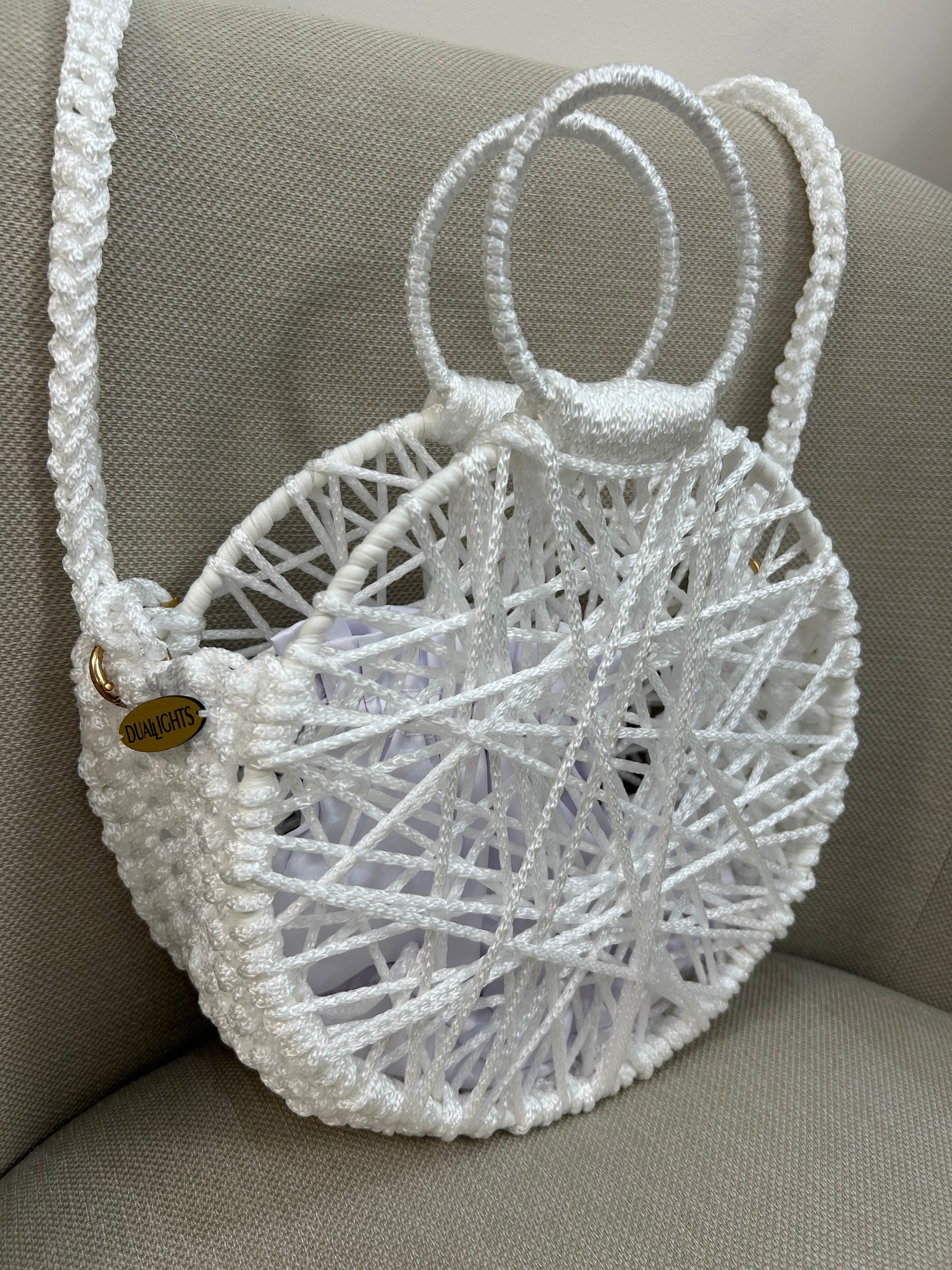 round cord bag white