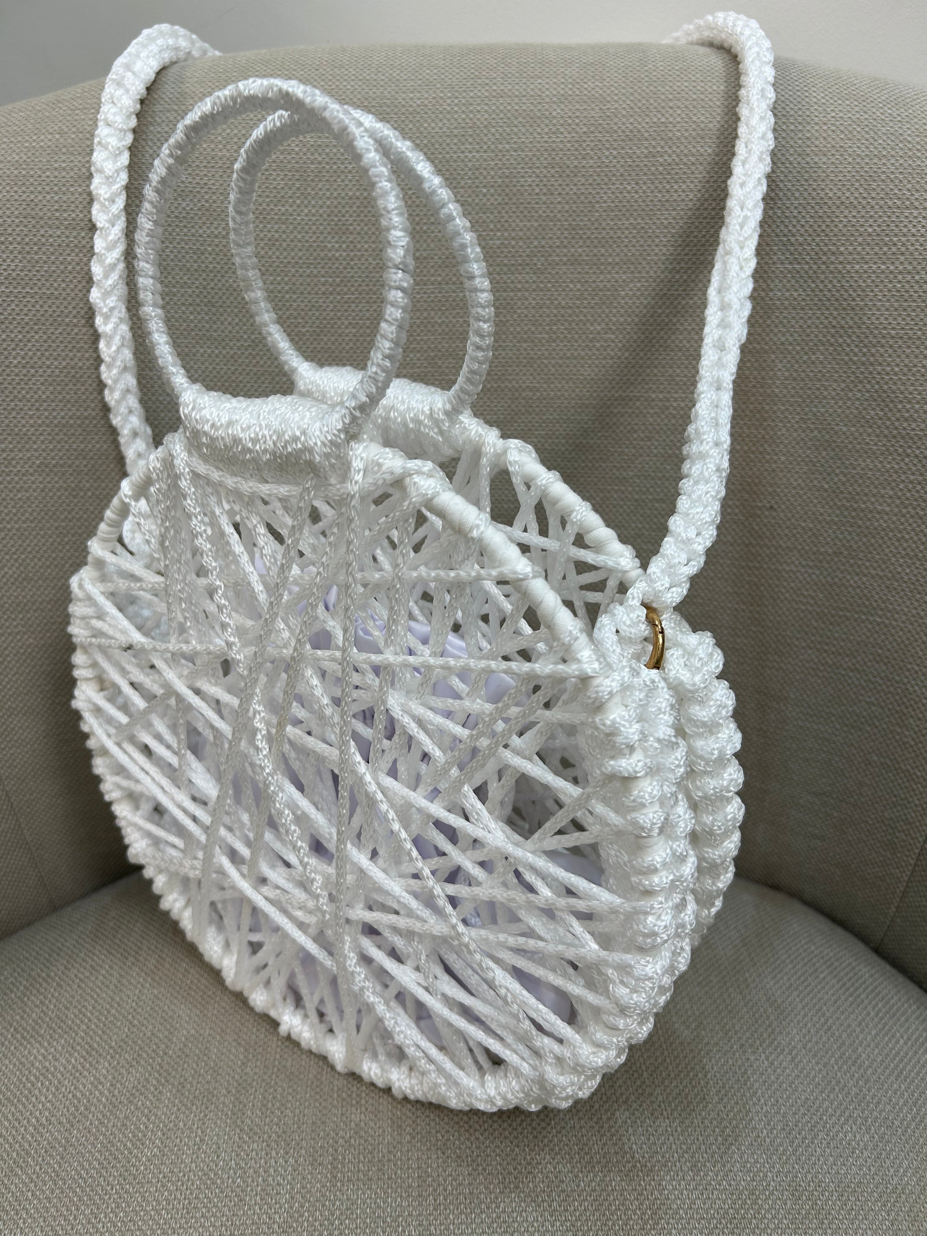 round cord bag white
