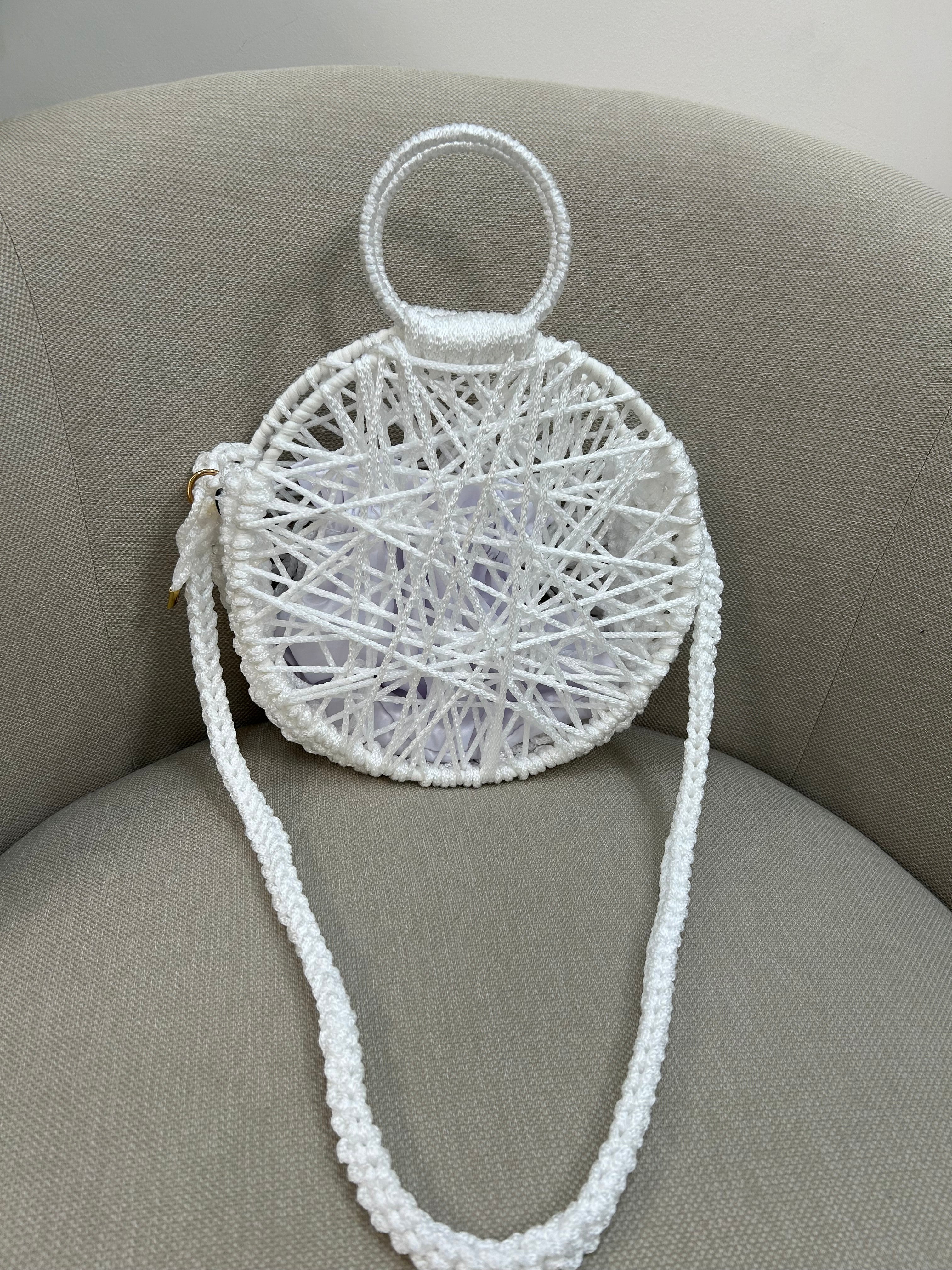 round cord bag white