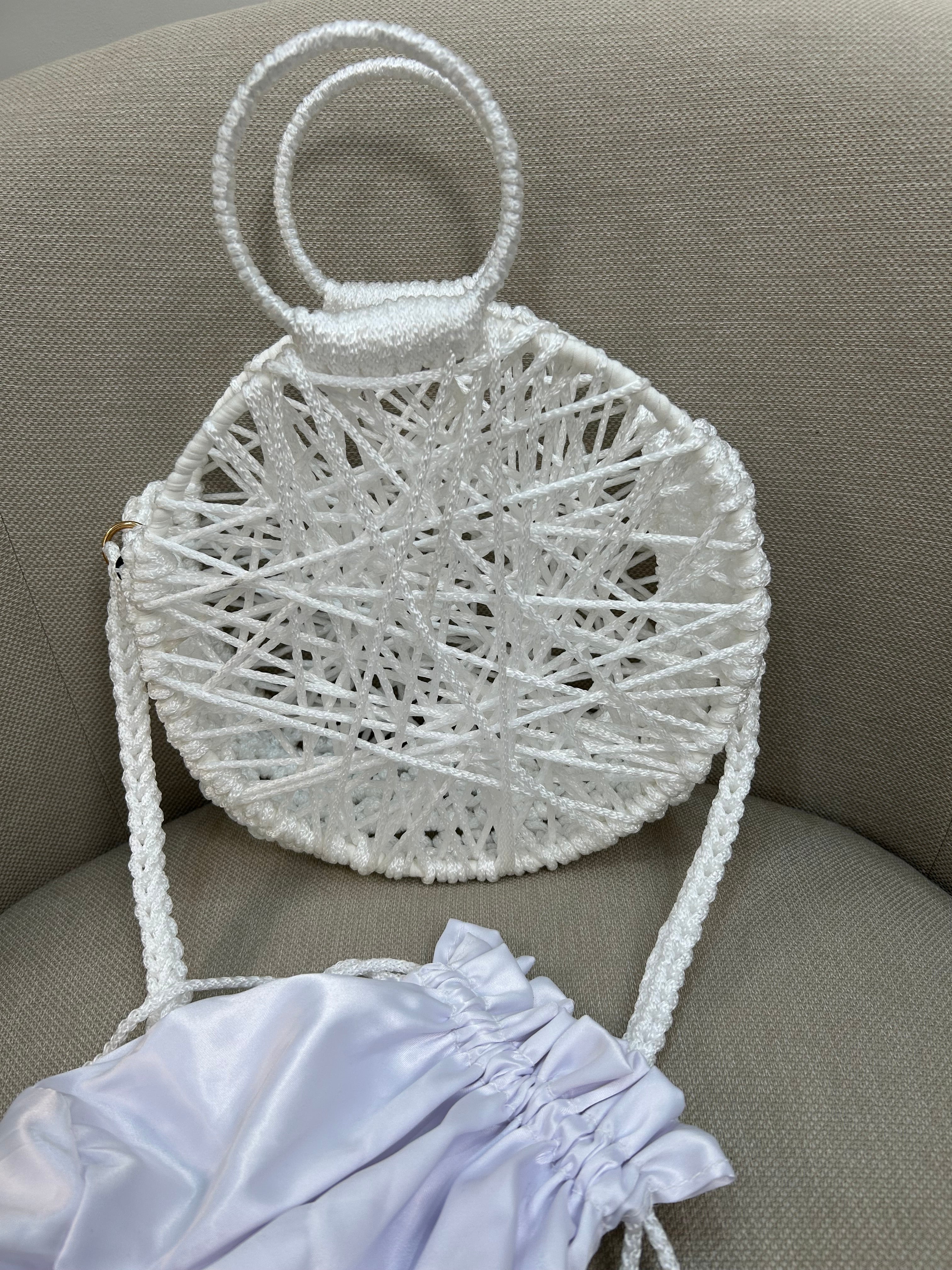 round cord bag white