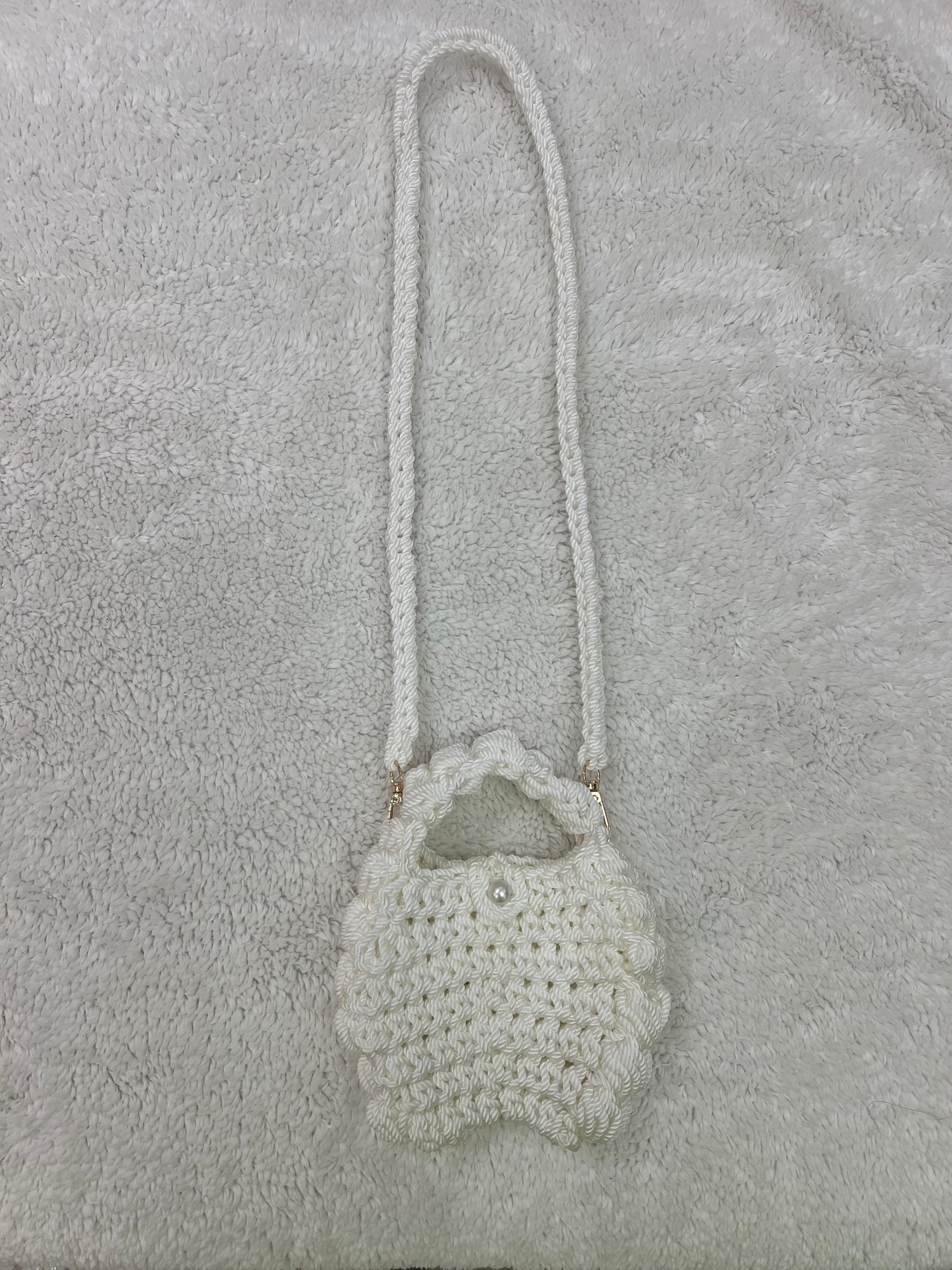 mini puffed crossbody bag /white