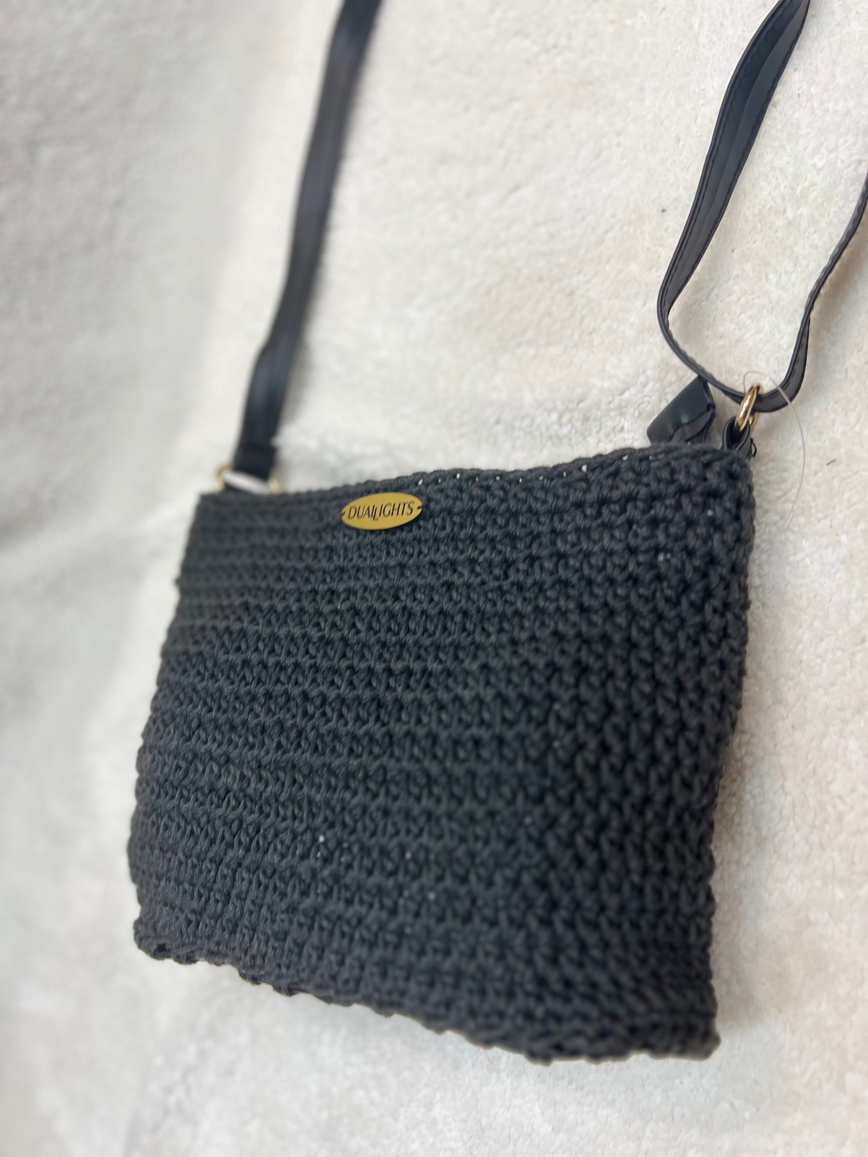 essential crossbody bag, black (gold handle)