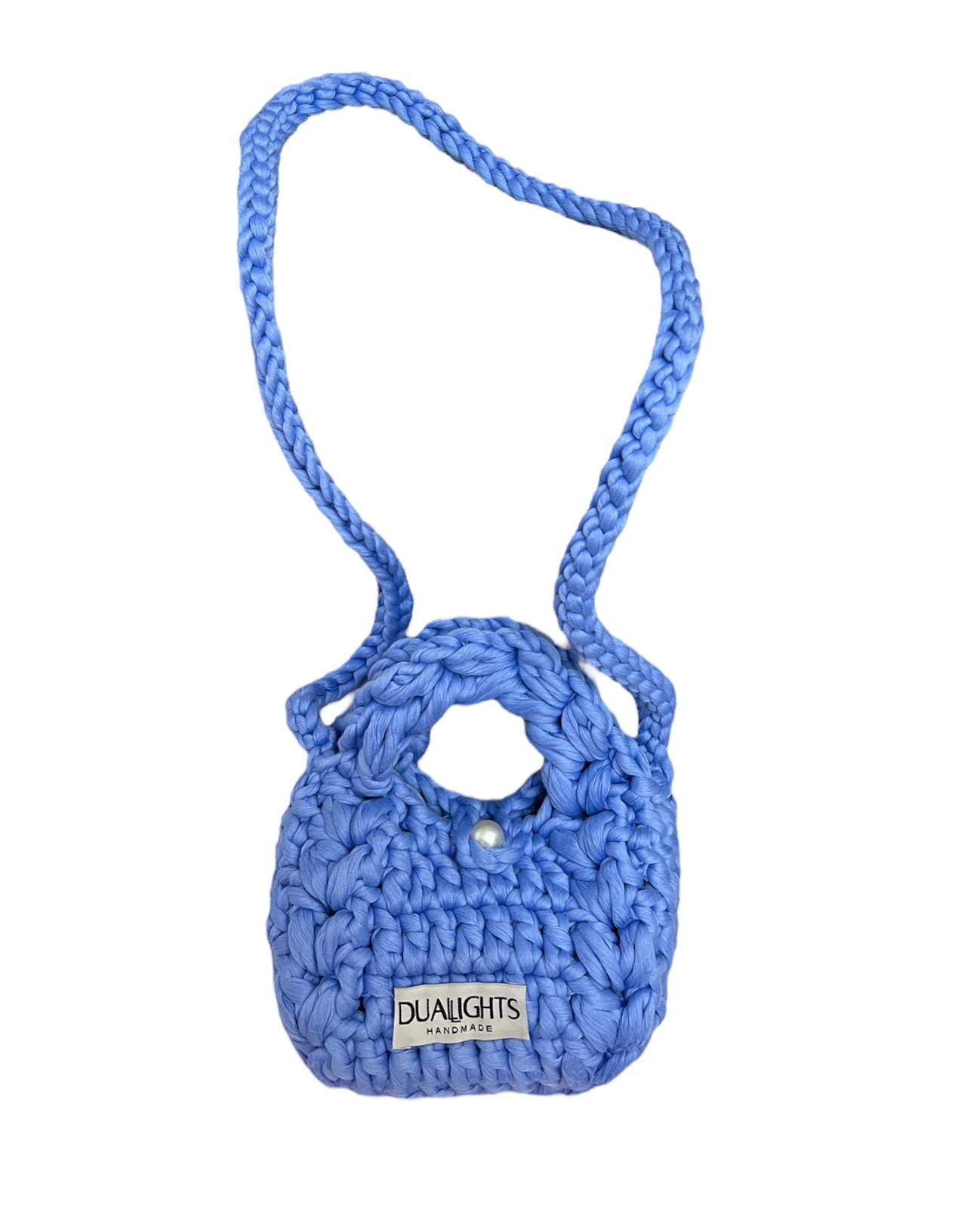 mini puffed 3d crossbody bag , deep baby blue
