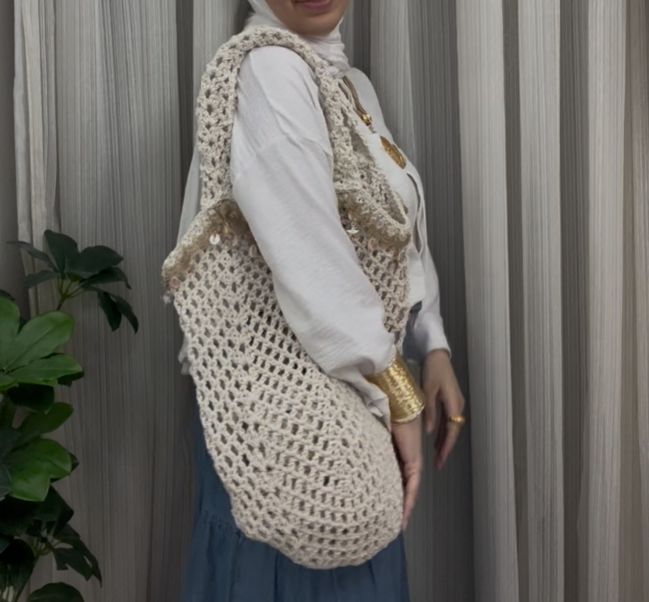 Sea Shells Net Bag, off-white