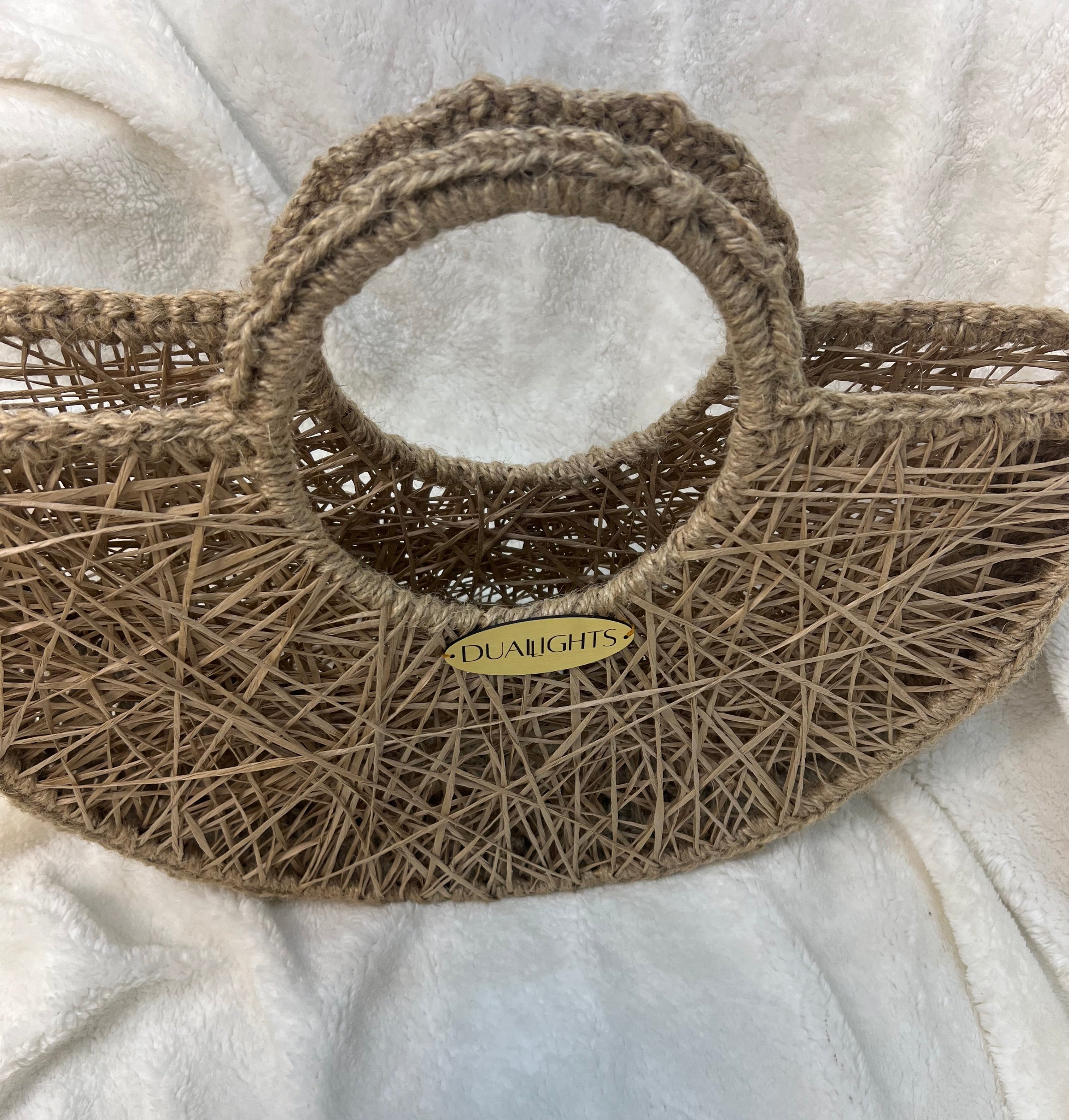 Raffia Half-Moon Bag