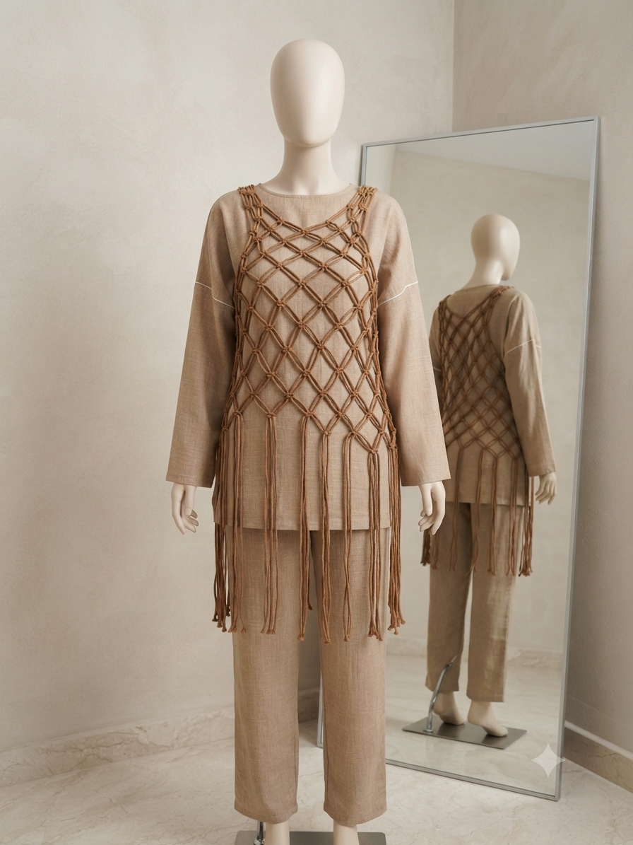 macrame beach dress brown