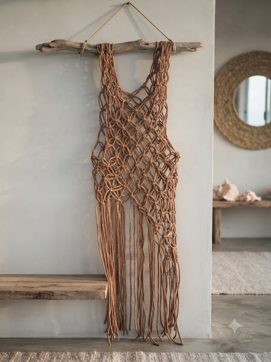 macrame beach dress brown