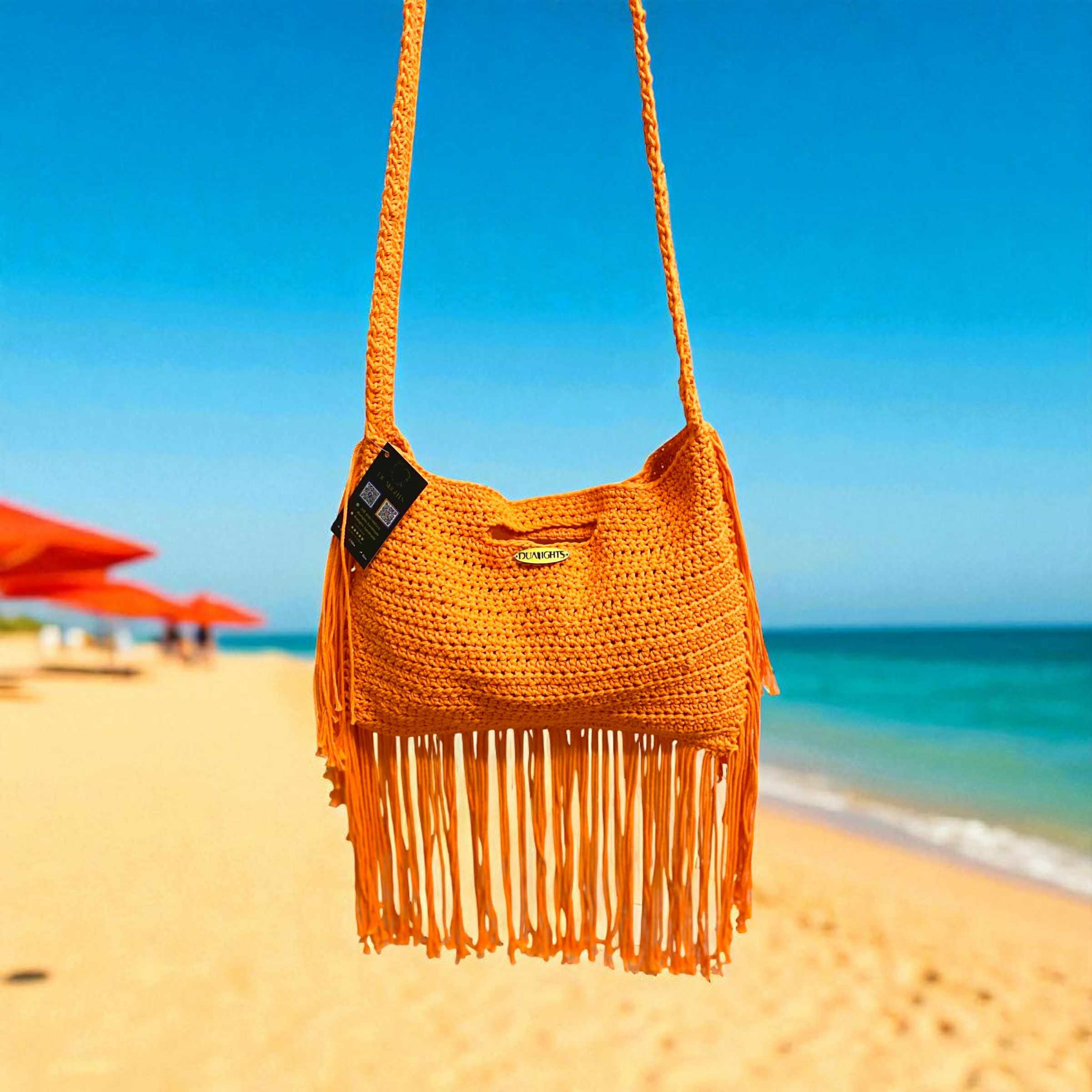 boho fringe crossbody orange