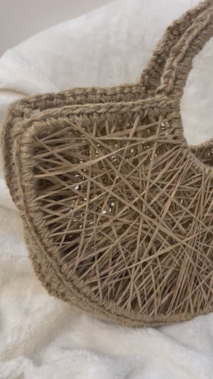 Raffia Half-Moon Bag